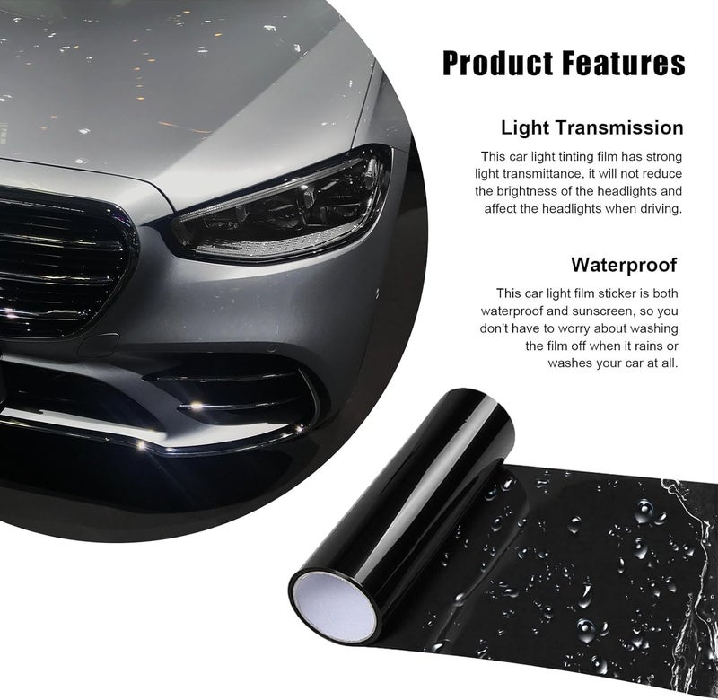 Suvnie 12 48 Inch Car Tint Film, Shiny Chameleon Headlights Tail Lights Fog Lights With Squeeze & Cutter, Self Adhesive Vinyl Sticker Sheet Roll Car Accessories (Dark Black) - Image 4